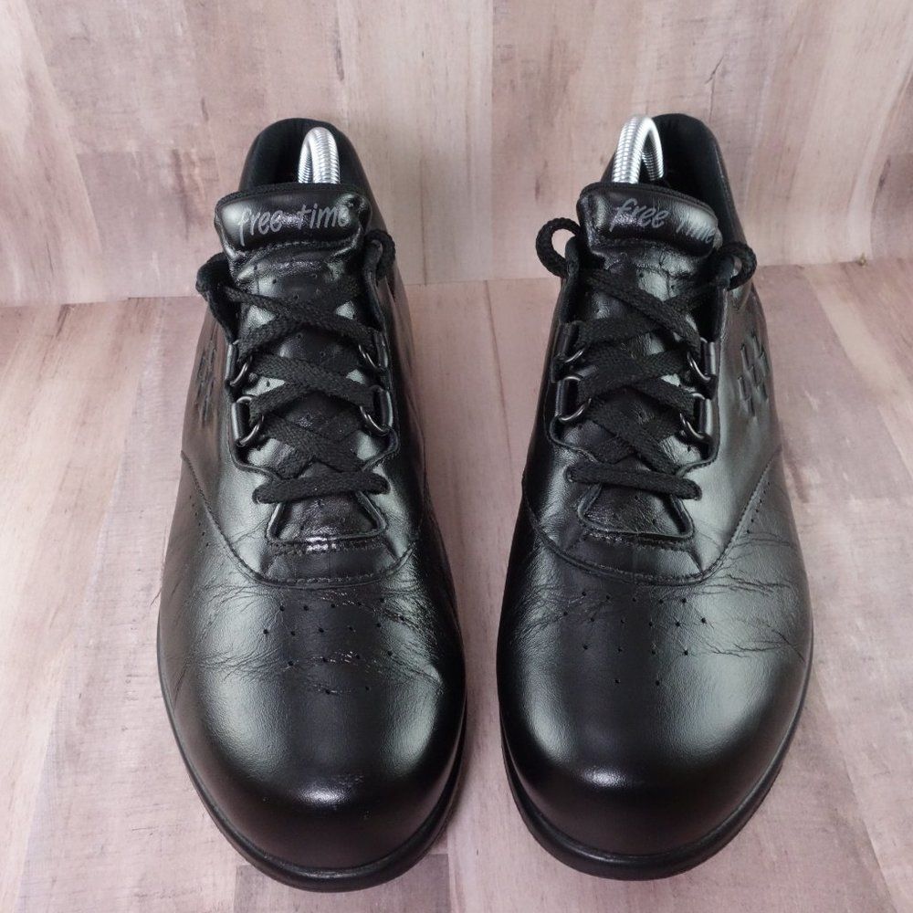 SAS Walking Shoes Womens 10.5 N Narrow Free Time Black Leather Orthotic Sneakers - Picture 3 of 10